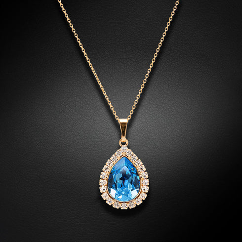 Pakabukas „Debesų Lašas (Aquamarine Blue)“ su Swarovski™ kristalais